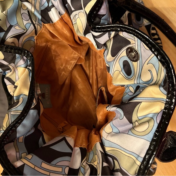 Kathy Van Zeeland Black patent leather blue grey design stunning + dust bag - Picture 8 of 10